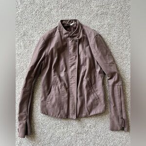 Free People Women's Muted Lilac Leather Jacket, Size 8